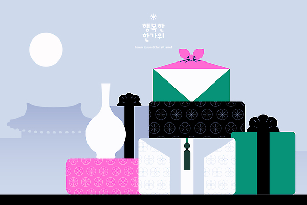 전통 문화 일러스트 하늘 한국 선물 풍경 건물 상자 추석 축제 보름달 달 보자기 연휴 추석선물 국내일러스트 AI파일 자연요소 건축물 명절 아시아 공휴일 파일형식 벡터 천_직물 명절선물 기념일 건축 나라 이벤트