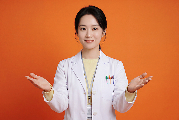 JPG 편집이미지 여자 감정 의학 건강 웃음 치료 의사 의사가운 전문직 환영 팔 전문 의료성형뷰티 편집실사 AI인물포토 AI콘텐츠 직업 표정 사람 신체부위 의료진 가운 CG 파일형식 AI포토 옷