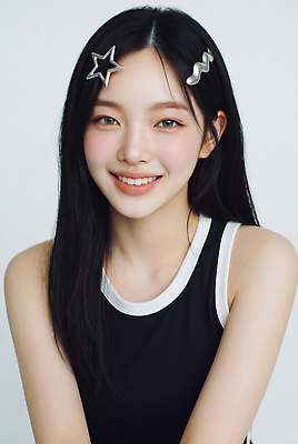 JPG 모델 편집이미지 옷 여자 패션 얼굴 포즈 미소 상반신 장식 머리 눈 머리핀 의료성형뷰티 편집실사 하이틴 AI인물포토 AI콘텐츠 컨셉 장신구 표정 사람 신체부위 CG 파일형식 AI포토