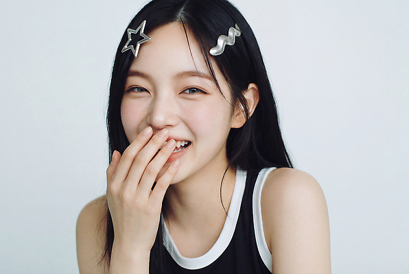 JPG 편집이미지 헤어스타일 여자 별 얼굴 포즈 표정 웃음 상반신 장식 카메라 머리핀 의료성형뷰티 스타일 편집실사 하이틴 AI인물포토 AI콘텐츠 자연요소 컨셉 장신구 사람 신체부위 전자제품 CG 파일형식 AI포토