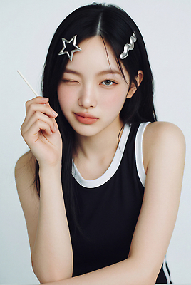 JPG 모델 편집이미지 헤어스타일 여자 패션 포즈 웃음 상반신 화장 막대기 머리핀 의료성형뷰티 스타일 편집실사 하이틴 AI인물포토 AI콘텐츠 컨셉 장신구 표정 사람 뷰티 CG 파일형식 AI포토