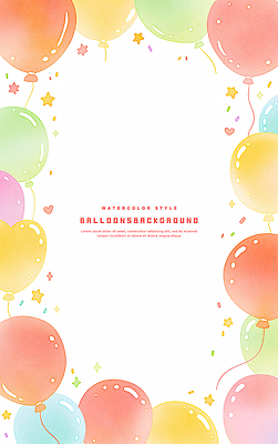 PSD 디자인 기념일 예술 백그라운드 일러스트 수채화 프레임 장식 컬러풀 파티 생일 오브젝트 그림 풍선 파스텔 생동감 국내일러스트 컬러 학용품 이벤트 파일형식 문구용품