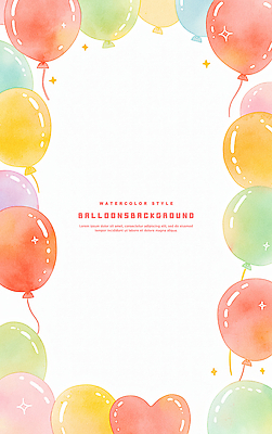PSD 디자인 기념일 예술 백그라운드 일러스트 수채화 프레임 장식 컬러풀 파티 생일 즐거움 화사함 풍선 버블 국내일러스트 감정 컬러 컨셉 이벤트 파일형식
