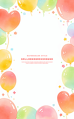 PSD 디자인 기념일 별 백그라운드 일러스트 수채화 프레임 장식 컬러풀 파티 생일 분위기 그림 손그림 풍선 생동감 스타일 국내일러스트 자연요소 컬러 컨셉 이벤트 파일형식
