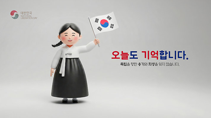 PSD 편집이미지 여학생 기념일 문화 상징 기념 한국 사람 축하 태극기 전통의상 광복절 독립기념일 세레모니 편집3D 학생 전통 여자 아시아 컨셉 이벤트 공휴일 3D 국기 국경일 광복 독립 파일형식 나라 디지털합성