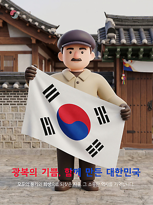 PSD 편집이미지 전통 기념일 문화 한옥 기념 한국 희망 기쁨 역사 국기 태극기 광복절 독립운동가 자부심 편집3D 한국전통 감정 아시아 고건축 이벤트 공휴일 3D 국경일 광복 파일형식 건축물 나라 디지털합성 건축