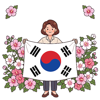 기념일 상징 일러스트 한국 들기 사람 이벤트 기쁨 국기 태극기 무궁화 자부심 국내일러스트 AI파일 꽃 감정 아시아 모션 파일형식 벡터 식물 나라