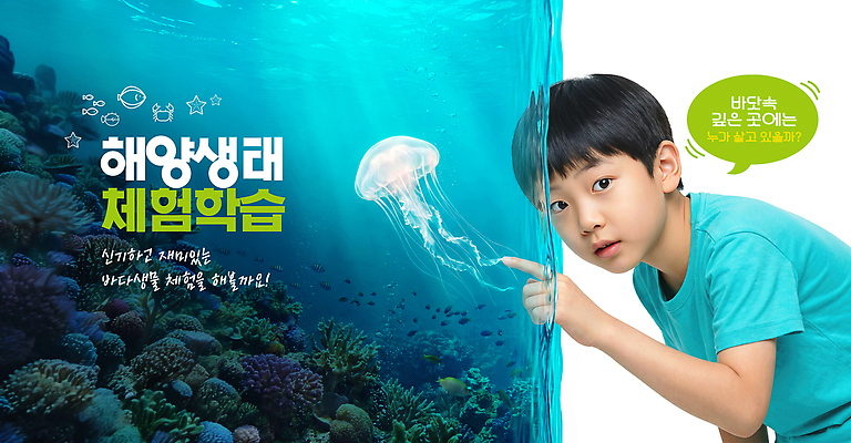 PSD 편집이미지 교육 과학 자연 학습 바닷속 수중 수중동물 전시 관찰 체험학습 체험 생태 수조 즐거움 이미지편집 동물 감정 컨셉 모션 생태계 파일형식
