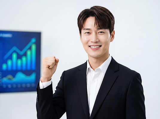 JPG 편집이미지 남자 비즈니스 성공 그래프 정장 사무실 스크린 기쁨 축하 발표 의료성형뷰티 이미지편집 AI인물포토 AI콘텐츠 옷 감정 컨셉 사람 파일형식 AI포토