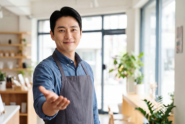 JPG 식물 편집이미지 커피 미소 앞치마 카페 서비스 바리스타 환영 의료성형뷰티 소상공인 편집실사 AI인물포토 AI콘텐츠 직업 음료 표정 경제 상점 상인 CG 파일형식 AI포토