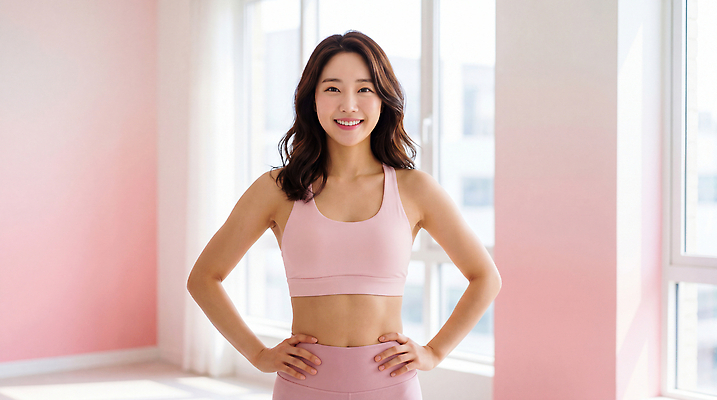 JPG 편집이미지 여자 창문 건강 미소 웃음 운동복 운동 몸매 의료성형뷰티 편집실사 AI인물포토 AI콘텐츠 옷 표정 사람 CG 파일형식 AI포토