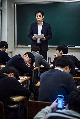 JPG 편집이미지 학생 교실 수업 수업중 피곤 핸드폰 학습 교사 의료성형뷰티 교권침해 편집실사 AI인물포토 AI콘텐츠 직업 교육 컨셉 학교 전자제품 사회이슈 CG 파일형식 AI포토