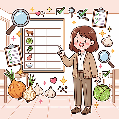 손 교육 음식 일러스트 식재료 양파 실내 마늘 설명 안전 자료 표 직원 양배추 목록 서류판 체크리스트 국내일러스트 AI파일 채소 모션 내부 신체부위 사무용품 파일형식 벡터 문구용품 사람 오브젝트