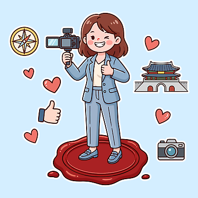 디자인 여자 행복 여행 백그라운드 일러스트 사랑 미소 웃음 들기 건물 카메라 촬영 하트 나침반 국내일러스트 AI파일 모양 건축물 감정 모션 표정 사람 전자제품 파일형식 벡터 건축