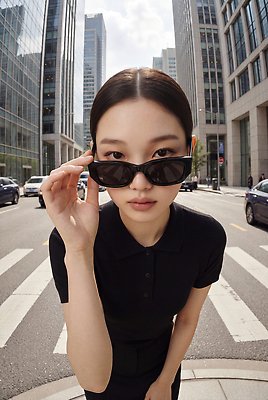JPG 모델 편집이미지 여자 패션 도로 포즈 자동차 거리 사람 선글라스 도시 횡단보도 도심 의료성형뷰티 스타일 편집실사 AI인물포토 AI콘텐츠 안경 길 육상교통 교통시설 보행로 CG 파일형식 AI포토 잡화 교통수단 교통 시설