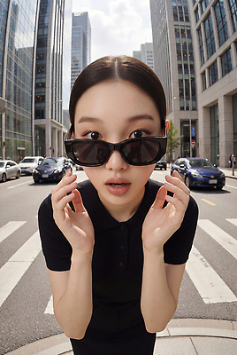 JPG 편집이미지 여자 도로 자동차 거리 일상 선글라스 놀람 횡단보도 도심 의료성형뷰티 편집실사 AI인물포토 AI콘텐츠 감정 안경 길 육상교통 교통시설 표정 사람 라이프 도시 보행로 CG 파일형식 AI포토 잡화 교통수단 교통 생활 시설