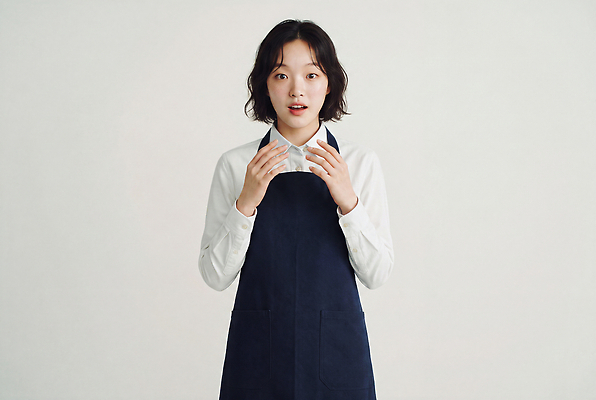 JPG 편집이미지 직업 손 여자 얼굴 실내 표정 사람 손짓 앞치마 놀람 바리스타 의료성형뷰티 편집실사 AI인물포토 AI콘텐츠 감정 모션 내부 신체부위 CG 파일형식 AI포토