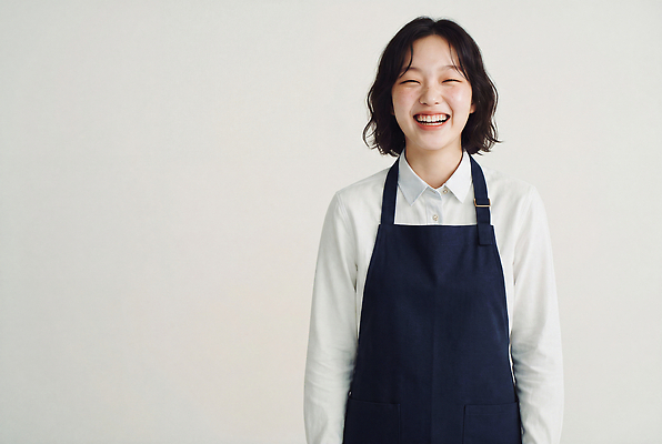 JPG 편집이미지 여자 표정 웃음 사람 주방 앞치마 바리스타 의료성형뷰티 편집실사 AI인물포토 AI콘텐츠 직업 CG 파일형식 AI포토