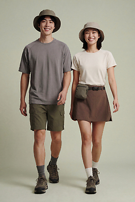 JPG 모델 편집이미지 커플 옷 여자 패션 남자 포즈 티셔츠 바지 걷기 등산복 등산모자 의료성형뷰티 스타일 편집실사 AI인물포토 AI콘텐츠 모자 셔츠 관계 모션 하의 사람 등산 CG 파일형식 AI포토 잡화 상의 트래킹 레저