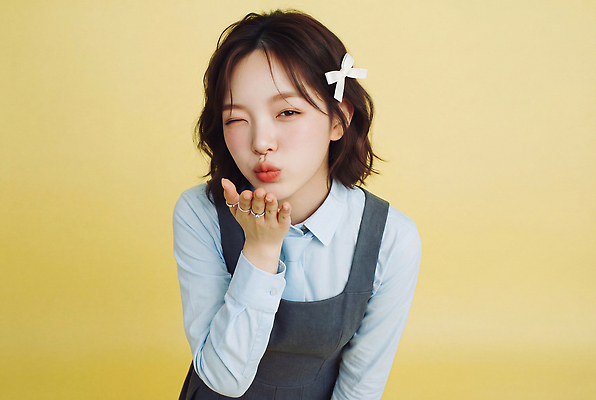 JPG 편집이미지 여자 행복 포즈 셔츠 키스 웃음 청춘 하이앵글 귀여움 머리핀 의료성형뷰티 편집실사 하이틴 AI인물포토 AI콘텐츠 감정 뷰포인트 컨셉 상의 장신구 표정 사람 CG 애정표현 파일형식 AI포토 옷 표현