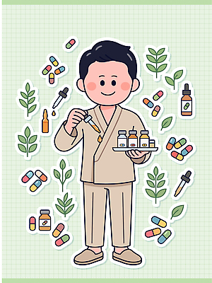 식물 손 일러스트 의학 건강 실험 미소 사람 치료 약 도구 작업 약병 준비 용액 성분 두피 두피관리 두피케어 국내일러스트 AI파일 표정 신체부위 병 헤어관리 파일형식 벡터 식기 뷰티