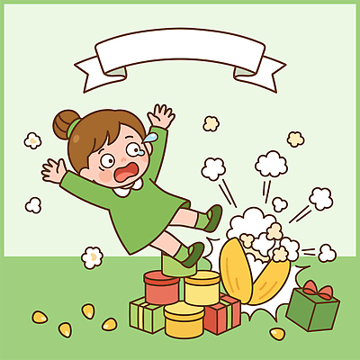 어린이 일러스트 놀이 선물 옥수수 소녀 상자 장난감 놀람 팝콘 넘어짐 놀기 옥수수축제 국내일러스트 AI파일 여자 감정 모션 곡류 표정 사람 축제 파일형식 벡터