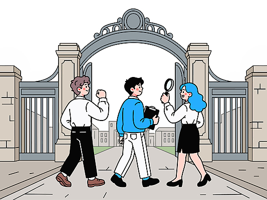 학생 여자 남자 길 일러스트 학교 청소년 이야기 대화 친구 걷기 그룹 합격 대학교 전략 방문 정문 국내일러스트 AI파일 교육 관계 모션 말하기 사람 문 파일형식 벡터