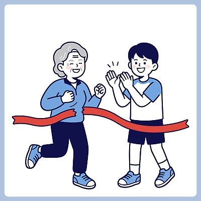 여자 남자 리본 할머니 일러스트 가족 응원 건강 웃음 달리기 운동 기쁨 즐거움 마라톤 공동체 마무리 완주 치매 치매극복의날 상호작용 국내일러스트 AI파일 기념일 노년 감정 관계 모션 표정 사람 경기 질병 육상스포츠 파일형식 벡터 스포츠 의학 이벤트 성인