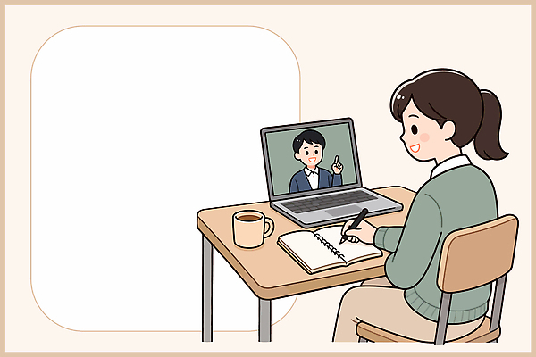 학생 여자 교육 남자 커피 일러스트 수업 학습 컴퓨터 필기구 스크린 교사 공책 기록 집중 책상 영상 소통 온라인강의 국내일러스트 AI파일 직업 음료 가구 컨셉 문구용품 사람 전자제품 강의 파일형식 벡터 언택트 생활용품 오브젝트