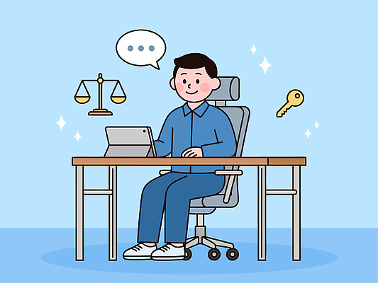 남자 일러스트 열쇠 직장 기술 표정 저울 대화 태블릿 사무실 자료 장비 작업 도움 목표 법률가 책상 법 국내일러스트 AI파일 직업 가구 컨셉 회사 비즈니스 말하기 사람 전자제품 스마트기기 파일형식 벡터 생활용품 모션 오브젝트