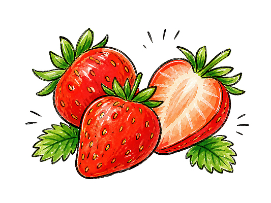 일러스트 딸기 빨간색 여름 신선 달콤 맛 비타민 국내일러스트 AI파일 계절 컬러 컨셉 과일 영양소 파일형식 벡터