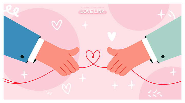 손 디자인 분홍색 포즈 일러스트 관계 사랑 미술 사람 두명 하트 실 연결 그림 심플 국내일러스트 AI파일 모양 감정 컬러 문화예술 신체부위 파일형식 벡터