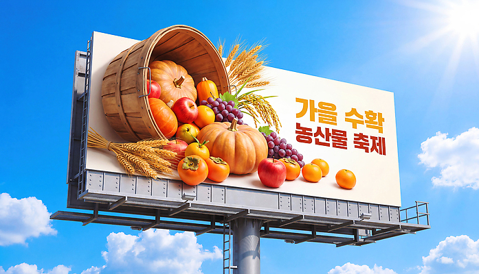 PSD 편집이미지 과일 하늘 호박 포도 광고판 감 농작물 바구니 축제 수확 가을 밀 알림 옥외광고 지역축제 이미지편집 계절 농업 채소 곡류 알림판 판 파일형식 산업