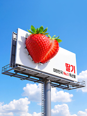 PSD 편집이미지 디자인 과일 하늘 딸기 한국 광고판 알림 상업 특산물 마케팅 옥외광고 이미지편집 아시아 알림판 판 파일형식 나라