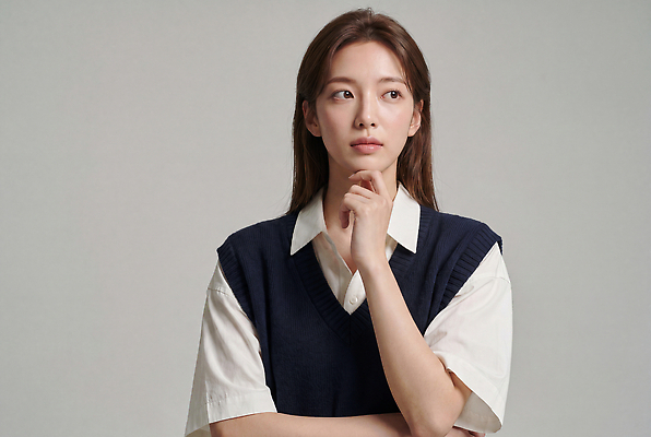 JPG 편집이미지 여자 생각 손가락 표정 눈 집중 턱 의료성형뷰티 단순 편집실사 AI인물포토 AI콘텐츠 손 컨셉 사람 CG 파일형식 AI포토 신체부위
