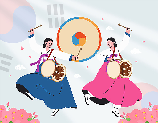 전통 옷 여자 꽃 문화 음악 일러스트 한국 국악 사람 공연 춤 한복 북 즐거움 장구 무궁화 리듬 장구춤 국내일러스트 AI파일 식물 한국전통 감정 아시아 문화예술 타악기 국악기 이벤트 전통의상 전통공연 전통무용 파일형식 벡터 나라 악기