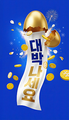 PSD 편집이미지 이벤트 파란색 알 축제 금색 메시지 소식 떨어짐 기회 금화 대박 박터트리기 상금 이미지편집 컬러 컨셉 황금 파일형식