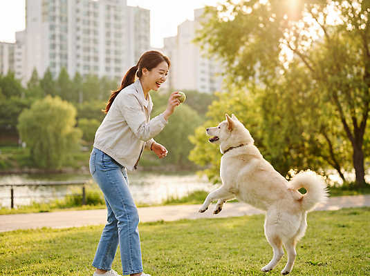 JPG 나무 동물 편집이미지 라이프스타일 공원 여자 반려견 자연 놀이 휴식 웃음 잔디 일상 강아지 즐거움 외출 공놀이 주말 오후 의료성형뷰티 편집실사 AI일러스트 AI콘텐츠 식물 공공시설 감정 컨셉 공 표정 사람 라이프 생활 반려동물 개 CG 생태계 파일형식 포유류 시설
