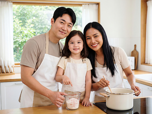 JPG 편집이미지 어린이 음식 재료 엄마 주방용품 함께함 사랑 요리 생활 부모 주방 아빠 준비 다문화가정 의료성형뷰티 편집실사 AI인물포토 AI콘텐츠 감정 생활용품 컨셉 가족 사람 CG 다문화 파일형식 AI포토 관계 사회이슈 오브젝트
