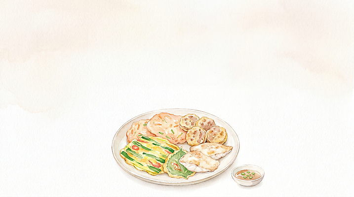 JPG 전통 접시 한식 음식 채소 일러스트 반찬 수채화 육류 요리 식사 양념 맛 저녁 전 점심 국내일러스트 AI일러스트 AI콘텐츠 식기 컨셉 식재료 밤 야간 파일형식 자연요소