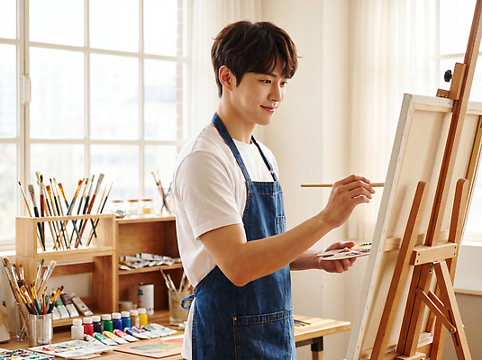 JPG 편집이미지 손 남자 예술 창문 미술 햇빛 물감 도구 작업실 그림 캔버스 화가 의료성형뷰티 편집실사 AI인물포토 AI콘텐츠 직업 문화예술 사람 신체부위 빛 미술도구 CG 파일형식 AI포토 오브젝트