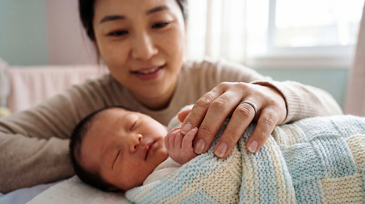 JPG 편집이미지 손 여자 행복 어린이 가족 엄마 사랑 미소 방 육아 아기 잠 보호 담요 간호 일과 의료성형뷰티 편집실사 AI인물포토 AI콘텐츠 감정 컨셉 관계 표정 사람 신체부위 CG 파일형식 AI포토