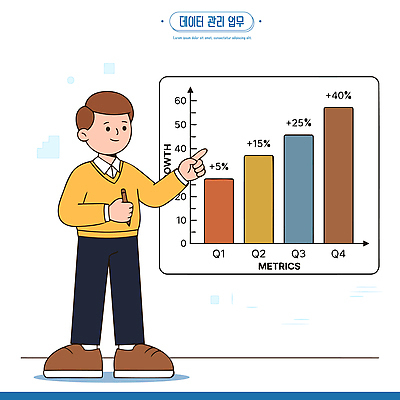 남자 일러스트 통계 수치 그래프 관리 설명 자료 정보 성장 업무 비교 프레젠테이션 분석 상승 점수 국내일러스트 AI파일 컨셉 모션 사람 작업 파일형식 벡터