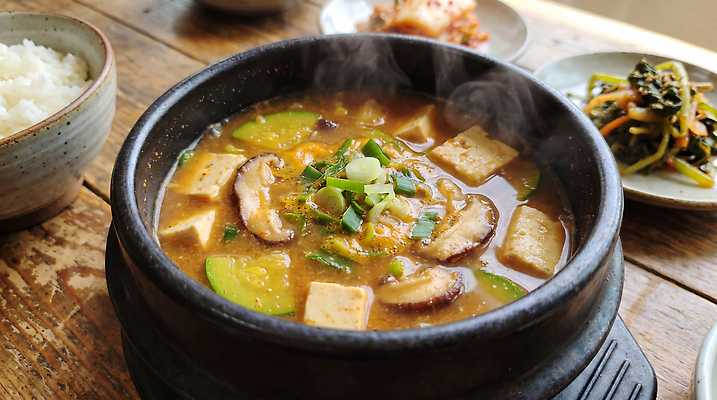 JPG 편집이미지 한식 음식 재료 식탁 밥 반찬 따뜻함 요리 식사 맛 된장찌개 끓이기 편집실사 AI포토 AI콘텐츠 컨셉 모션 탁자 찌개 CG 파일형식 가구 생활용품 오브젝트