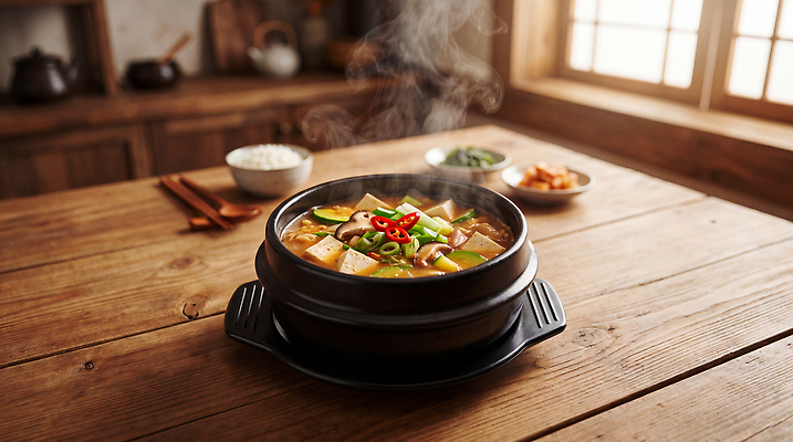 JPG 편집이미지 음식 채소 재료 반찬 한국 요리 주방 식사 쌀 찌개 된장찌개 밥상 온돌 편집실사 AI포토 AI콘텐츠 아시아 한식 탁자 곡류 CG 난방 파일형식 나라 가구 생활용품 오브젝트