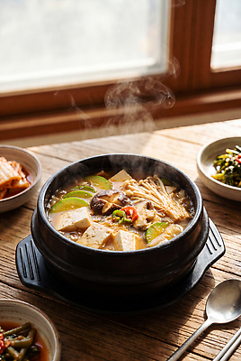 JPG 편집이미지 한식 채소 식탁 반찬 육류 요리 식사 뜨거움 맛 된장찌개 두부 국물 편집실사 AI포토 AI콘텐츠 음식 컨셉 식재료 탁자 찌개 CG 파일형식 가구 생활용품 오브젝트