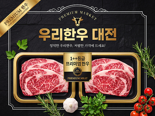 PSD 편집이미지 판매 고급 한우 프리미엄 한우세트 이미지편집 컨셉 소고기 파일형식 육류 식재료