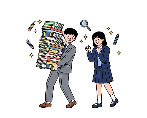 학생 여학생 남학생 일러스트 응원 함께함 책 친구 힘 노력 국내일러스트 AI파일 여자 남자 컨셉 관계 파일형식 벡터 사람