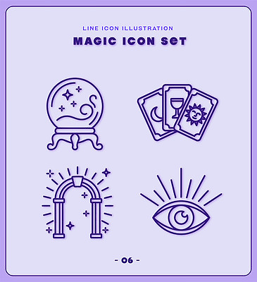 디자인 일러스트 세트 마법사 눈 구슬 그림 아치 마법 수정구슬 타로카드 스타일 국내일러스트 AI파일 마술도구 타로 파일형식 벡터 도구 트럼프 놀이용품 오브젝트