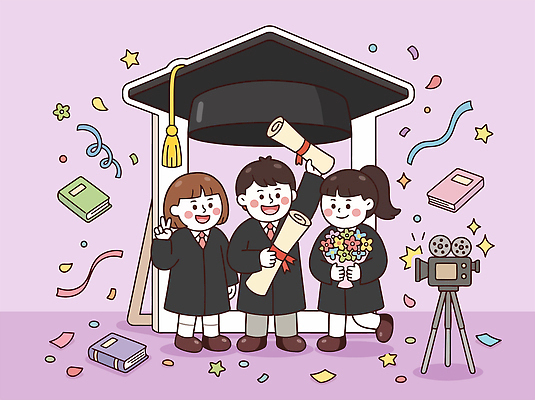 학생 기념일 꽃다발 일러스트 학사모 졸업 졸업식 고등학교 졸업생 웃음 이벤트 친구 학습 카메라 기쁨 축하 졸업장 대학교 기념사진 학위 국내일러스트 AI파일 모자 교육 꽃 감정 컨셉 학교 관계 표정 전자제품 파일형식 벡터 식물 잡화